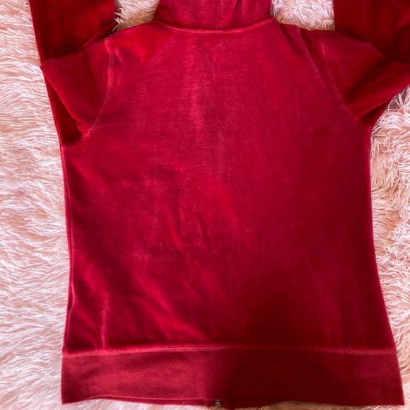 Y2k red velour zip up hoodie - Picture 4 of 7